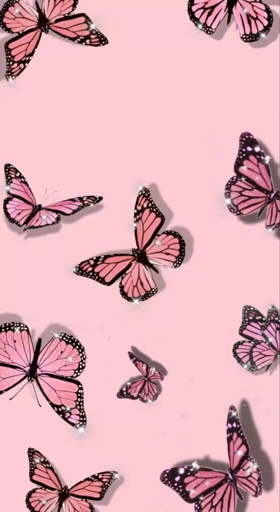 Pink And Silver Butterfly Wallpaper