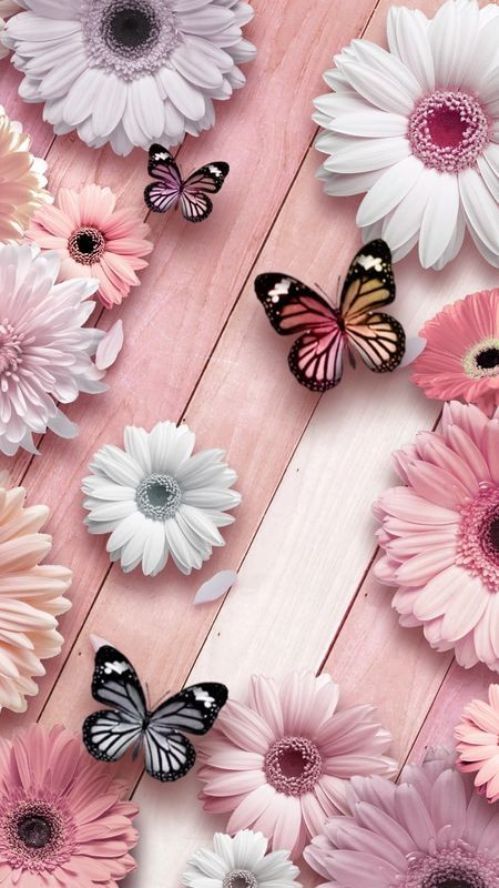 Pink Background Flower Wallpaper