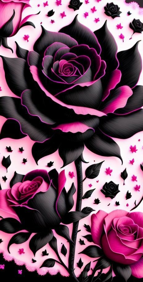 Pink Black Flower Wallpaper