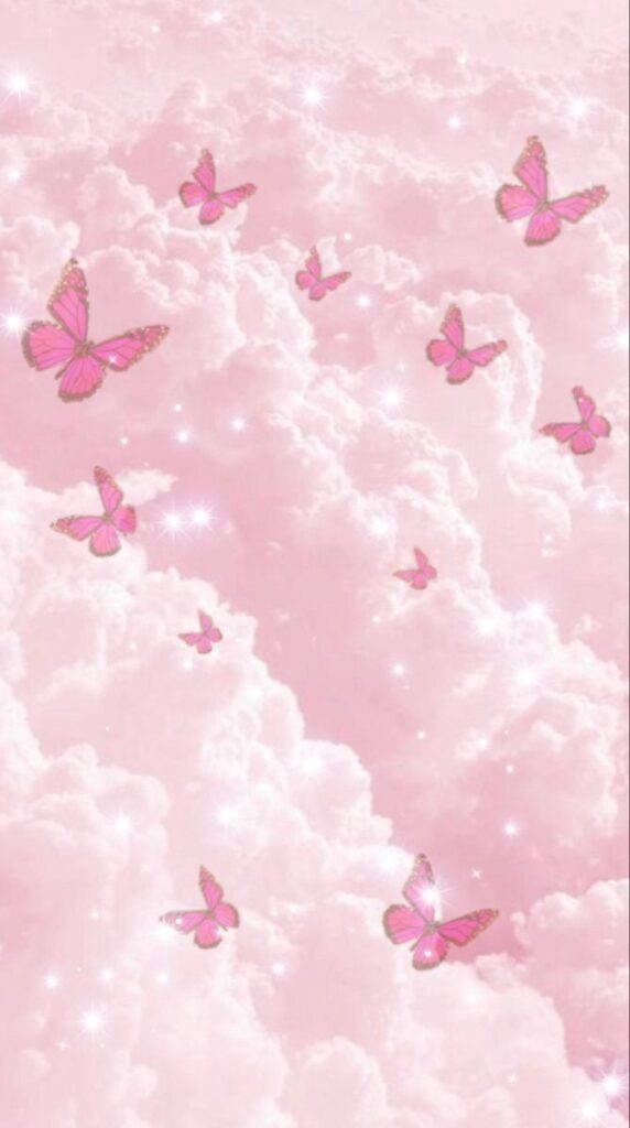 Pink Butterfly Glitter Wallpaper