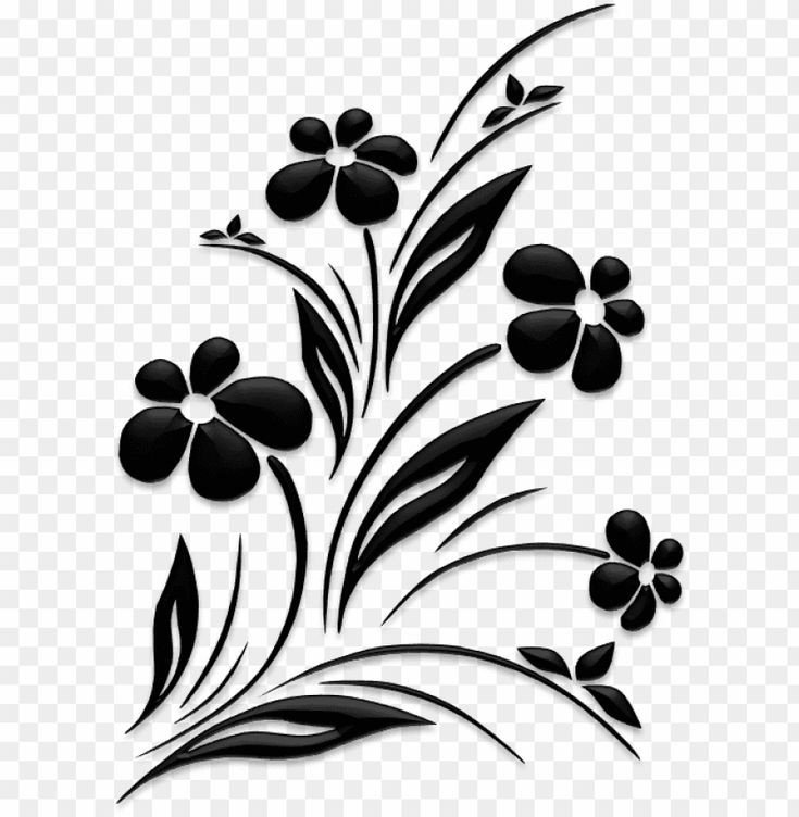 Transparent Background Flower Png Black And White