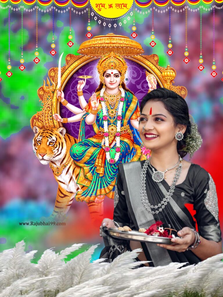 Happy Navratri With Cute Girl Navratri Editing Background