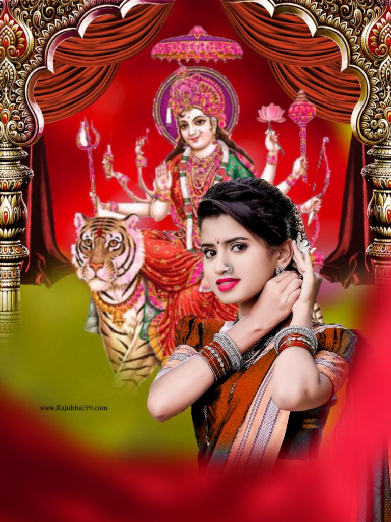 Happy Navratri With Cute Girl Navratri Editing Background Free Download