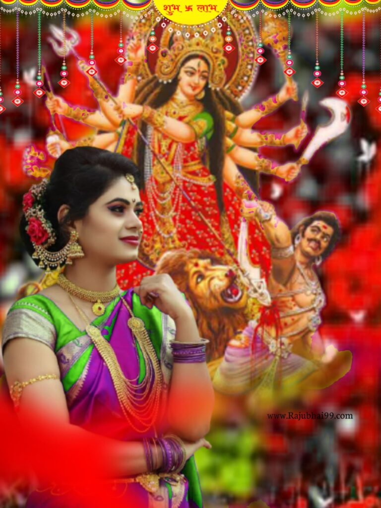 Navratri Background With Girl For Durga Puja Cb Photo Editing Free