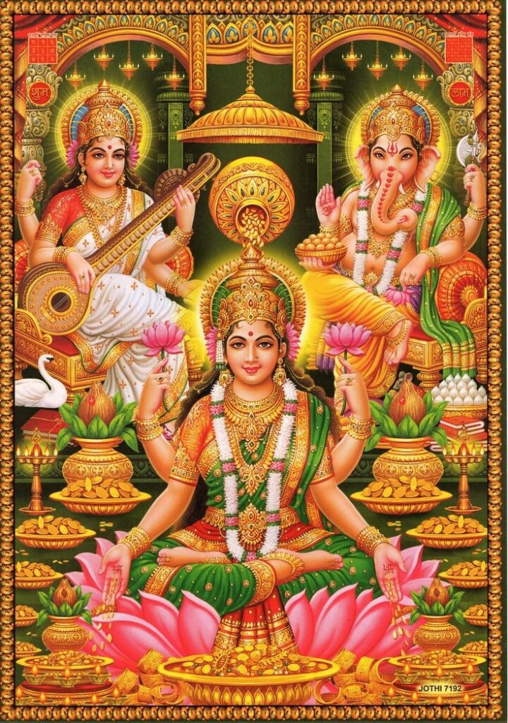 Lord Ganesha With Laxmi Saraswati Photos